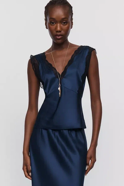 Paige Marin Lace Trim Top In Blue