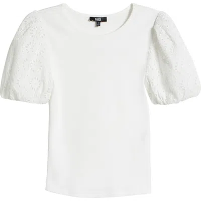 Paige Marina Eyelet Puff Sleeve T-shirt In White