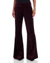 Paige Marlow Clean Front Velvet Flare Pants In Burgundy
