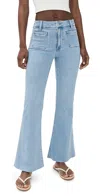 Paige Womens Marlow Skimmer Flared Stretch-denim Blend Jeans Jaunt In Blue