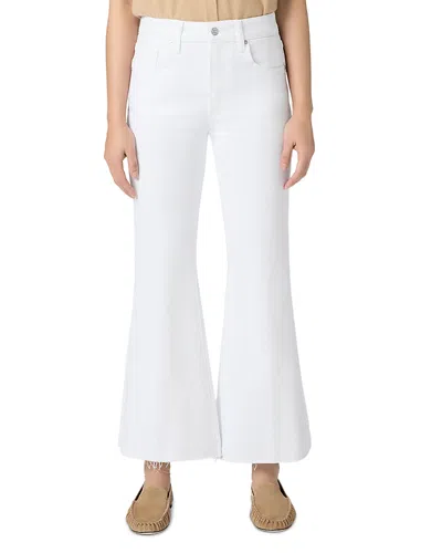Paige Marlow Skimmer Petite High Rise Flare Jean In Crisp White In Multi