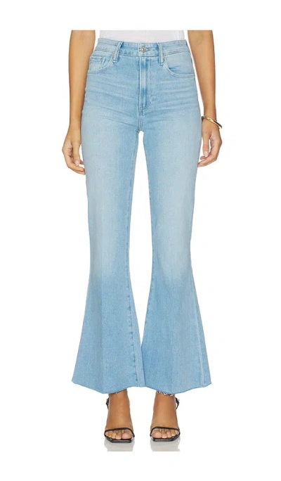 Paige Marlow Skimmer Raw Hem Seamed Belt Loops Flare Jeans In Blue