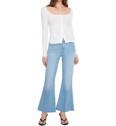 Paige Marlow Skimmer Seamed Beltloops Raw Hem In Santorini Sky In Blue