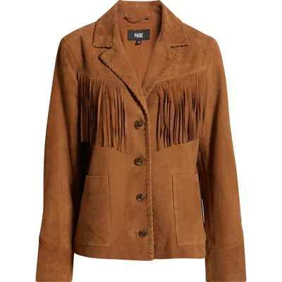 Paige Maronti Fringed Suede Jacket In Brown