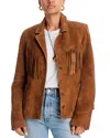 Paige Maronti Fringed Suede Jacket In Toffee