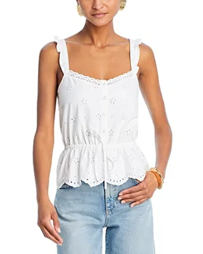 Paige Marsa Eyelet Embroidered Drawstring Waist Sleeveless Top In White