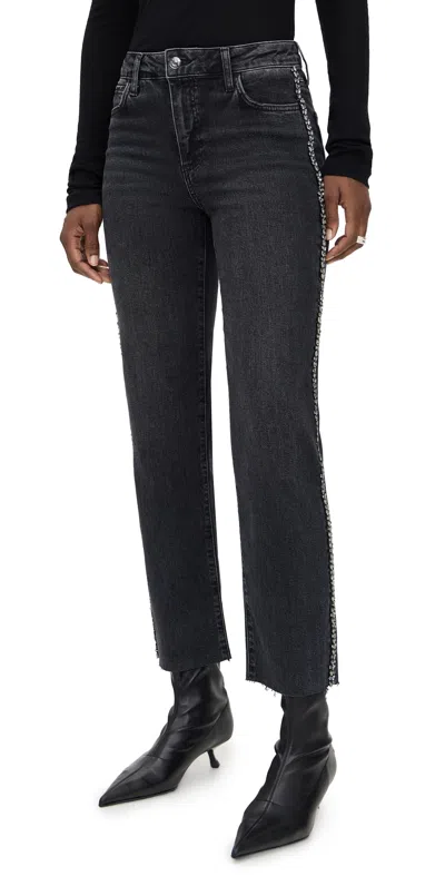 Paige Womens Ink Black Mason Ankle Straight-leg Stretch-denim Blend Jeans