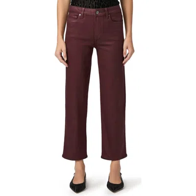Paige Mason Coated High Waist Ankle Straight Leg Jeans In Burgundy