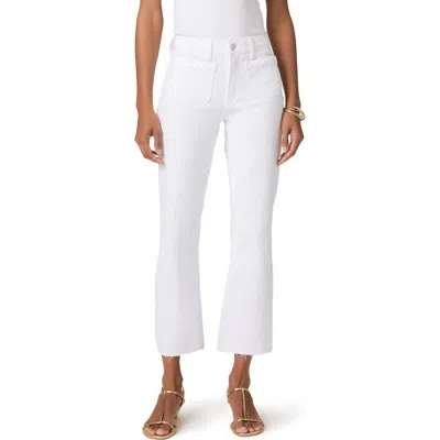 Paige Mason High Waist Braid Detail Crop Raw Hem Jeans In White