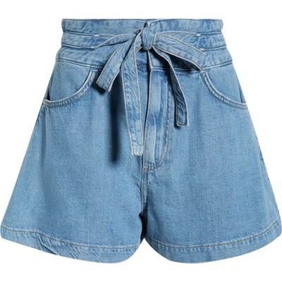 Paige Mathilda Paperbag Waist Denim Shorts In Multi