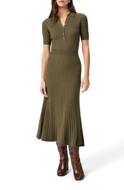 Paige Mathilda Short-sleeve Rib-knit Dress In Green