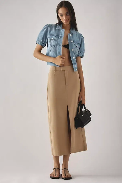 Paige Maureen Trouser Midi Skirt In Beige