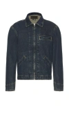 Paige Mauricio Denim Zip Up Jacket In Blue