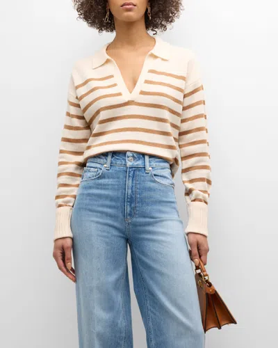 Paige Maxie Stripe Collared Jumper In Cream Multu