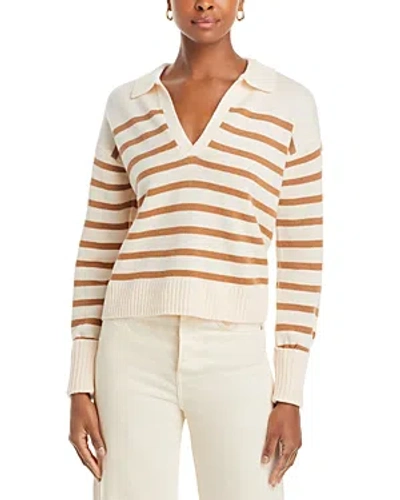 Paige Maxie Striped Collared Sweater In Cream Multi