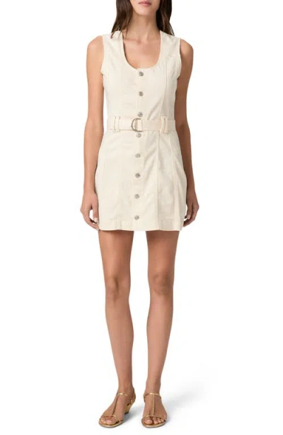Paige Maxine Belted Sleeveless Denim Minidress In White