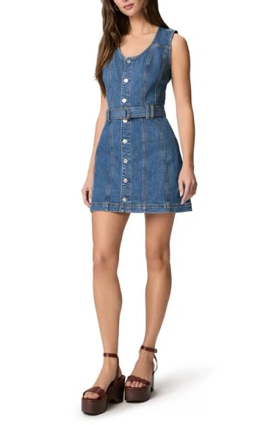 Paige Maxine Button-up Denim Minidress In Blue