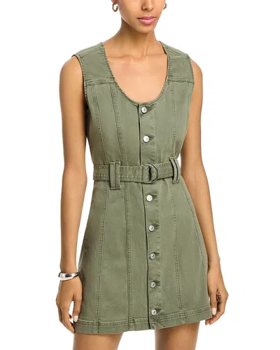 Paige Maxine Belted Cotton Blend Minidress In Green