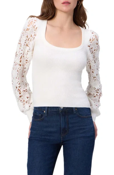 Paige Maya Lace Sleeve Sweater In White