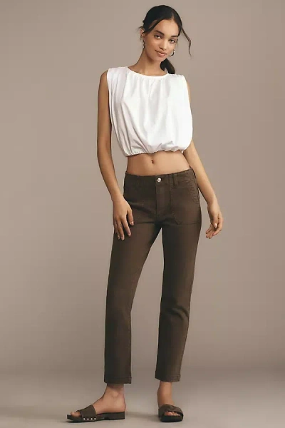 Paige Mayslie Mid-rise Straight-leg Jeans In Beige