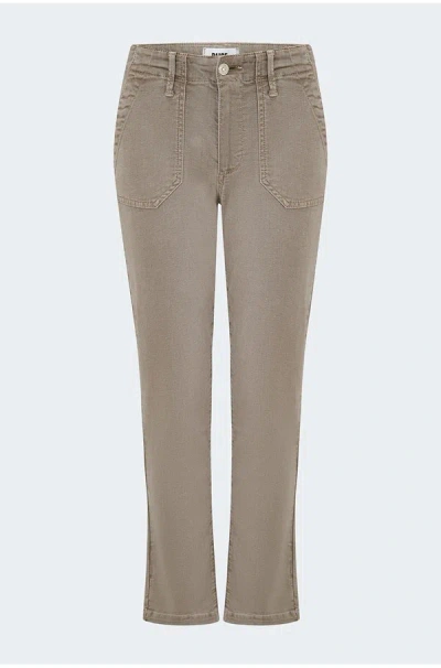 Paige Mayslie Straight Ankle In Vintage Moss Taupe In Brown