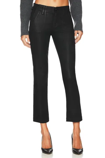 Paige Mayslie Straight Ankle Jean In Black Fog Luxe Coating