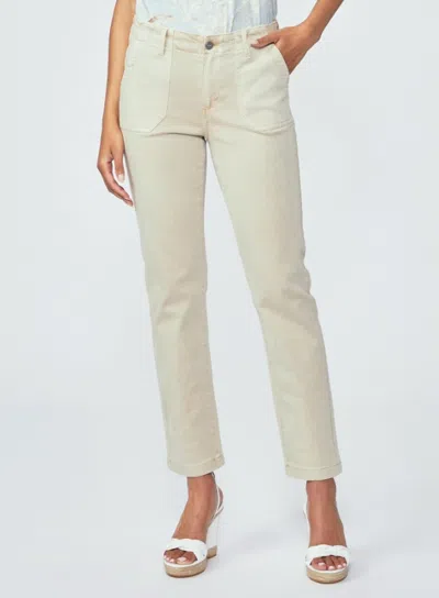 Paige Mayslie Straight Leg Ankle Utility Pant In Vintage Warm Sand In Beige