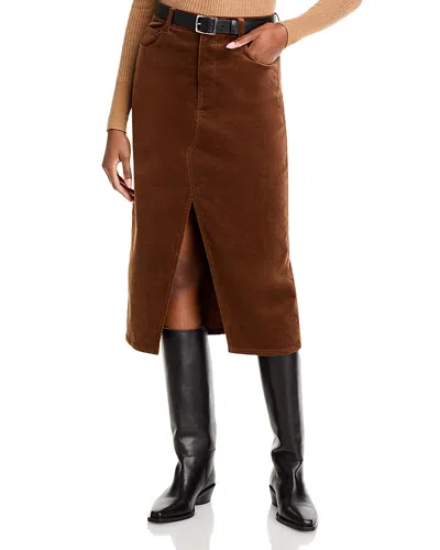 Paige Meadow Corduroy Midi Skirt In Maple Brown