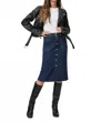 Paige Meadow Midi Skirt In Denim Dark Wash In Blue