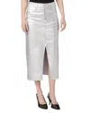 Paige Meadow Midi Skirt In Platinum Silver Luxe Coating In Multi