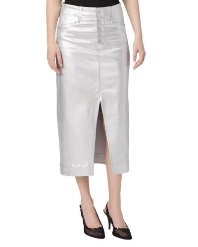 Paige Meadow Midi Skirt In Platinum Silver Luxe Coating In Multi