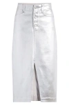 Paige Meadow Midi Skirt In Platinum Silver Luxe Coating