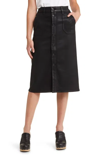 Paige Meadow Midi Skirt With Utility Pockets In Black Fog Luxe Coating In Multi