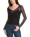 Paige Meena Metallic Mesh Top In Black