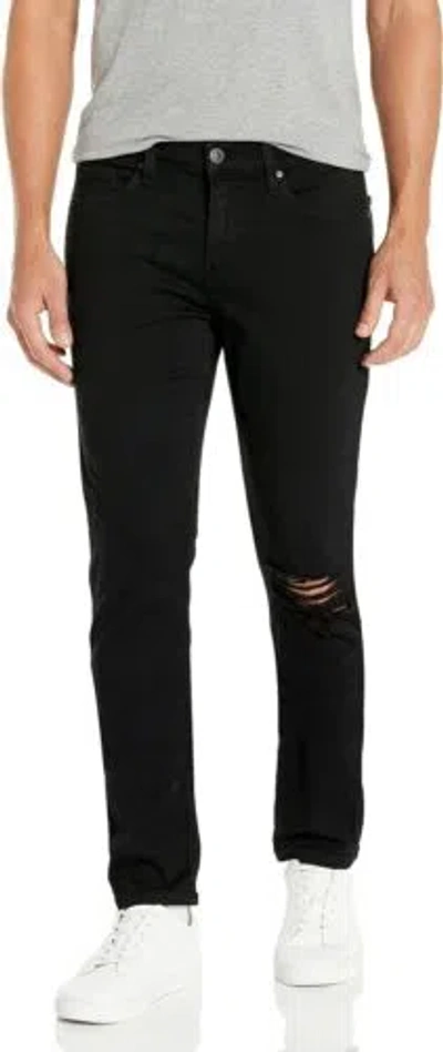 Pre-owned Paige Men's Croft Skinny Jeans In Birch Wash In Black Shadow Destructed