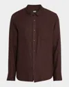 Paige Men's Everett Houndstooth Plaid Button-down Shirt In Brown