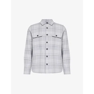 PAIGE PAIGE MEN'S GREY AURA WILBUR PLAID-PATTERN COTTON OVERSHIRT