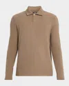 Paige Men's Hammond Sueded Jersey Long-sleeve Polo Shirt In Brown
