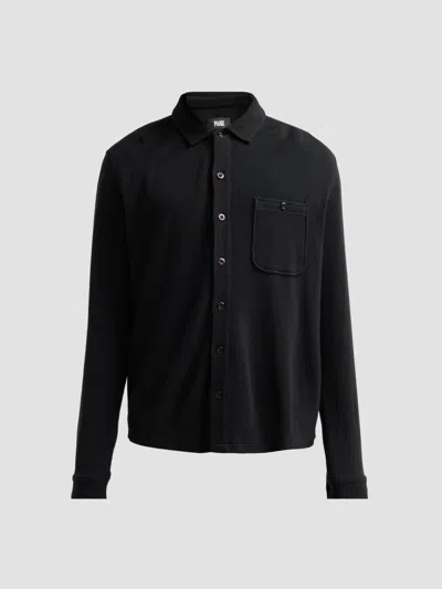 Paige Men's Hollander Waffle-knit Cotton Shirt In Black