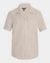 Paige Mens Faint Thunder Stripe Jacobson Striped Cotton-blend Shirt In Gray