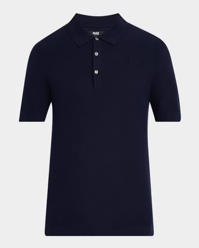 Paige Men's Kiko Sweater Knit Polo Shirt In Deep Anchr