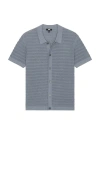 Paige Mens Mendez Check-knit Cotton And Linen Shirt Fjord Valley In Grey