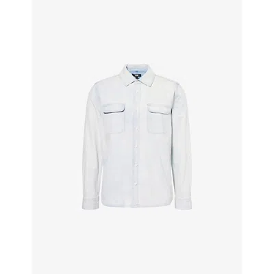 Paige Mens  Martin Two-buttoned-pockets Cotton And Linen-blend Shirt In Arvana