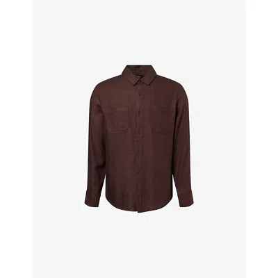 Paige Mens Carbanolo / Caffeine Everett Check Long-sleeve Cotton Blend Shirt In Brown