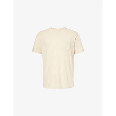 Paige Mens  Kenneth Crewneck Cotton T-shirt In Cream Tusk