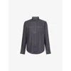 Paige Mens Everett Checked Cotton-blend Shirt Dark Navy / Blue Ash In Gray