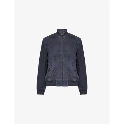 Paige Mens Chen Suede Bomber Jacket Deep Anchor In Blue