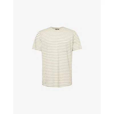 Paige Mens Kenneth Stripe-print Cotton-jersey T-shirt Dried Lemongrass Stripe In Yellow