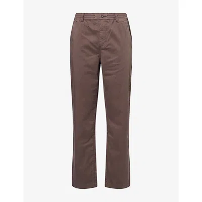 Paige Mens Eberton Tapered-leg Cotton Trousers Dark Agar In Brown