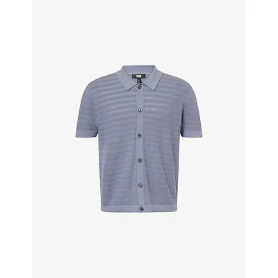 Paige Mens Mendez Check-knit Cotton And Linen Shirt Fjord Valley